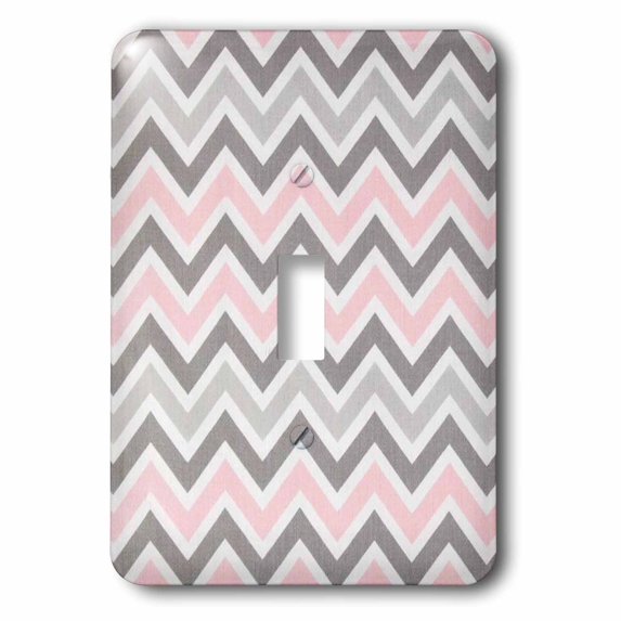 3dRose, Pink n Gray Zig Zag Stripes, single toggle switch