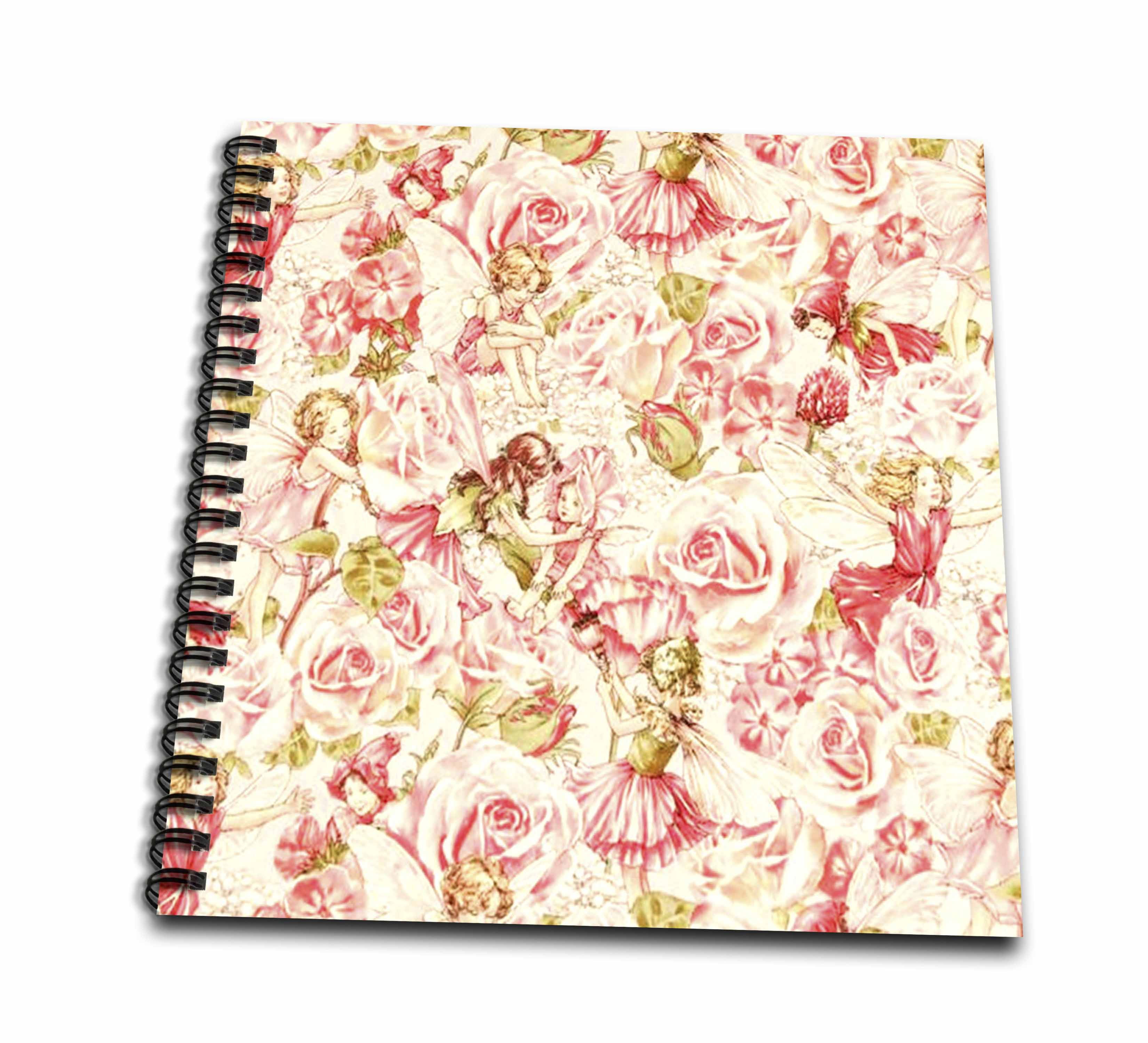 3dRose, Pink n Green Vintage Flower Fairies, Memory Book 12 x 12 inch