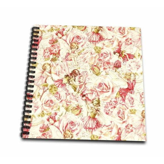 3dRose, Pink n Green Vintage Flower Fairies, Memory Book 12 x 12 inch