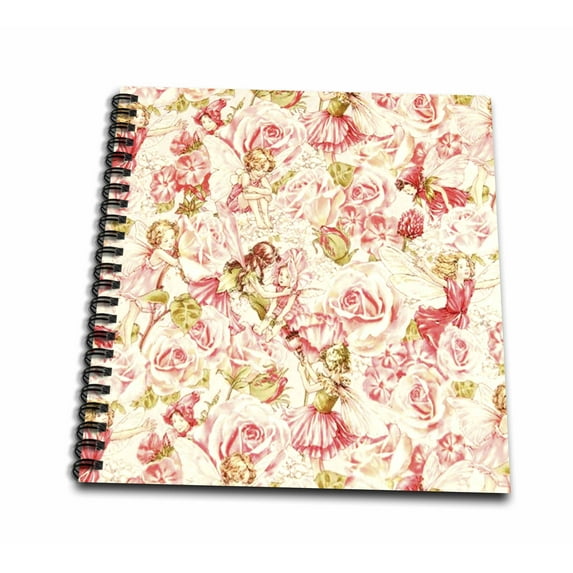 3dRose, Pink n Green Vintage Flower Fairies, Memory Book 12 x 12 inch
