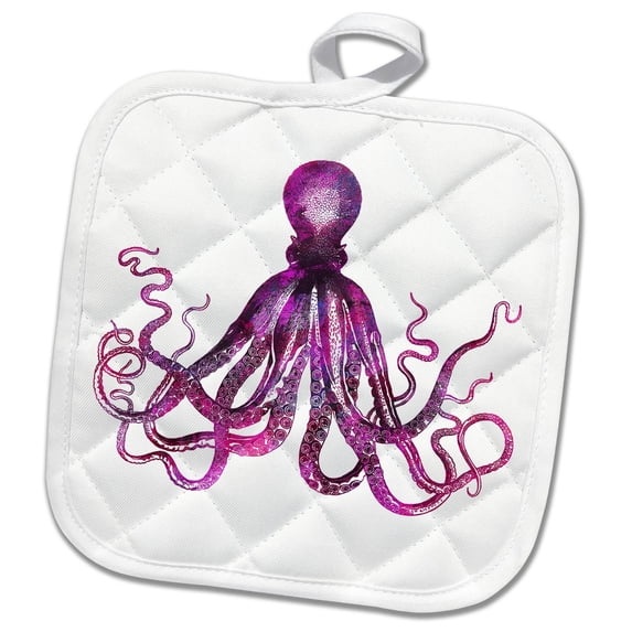 3dRose, Pink octopus on white , 8x8 Potholder