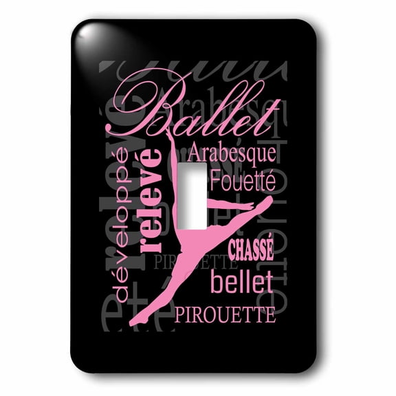 3dRose, Pink silhouette of a ballerina dancing, single toggle switch