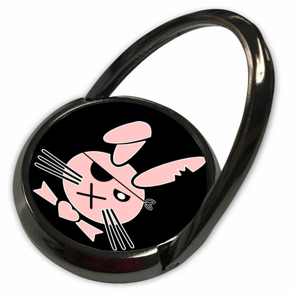 3dRose, Pirate Bunny with Eye Patch in Pink and White on Black Background, Phone Ring