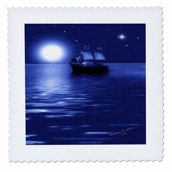 3dRose, Pirate Ship - SmudgeArt Ship Art, 10x10 inch quilt square