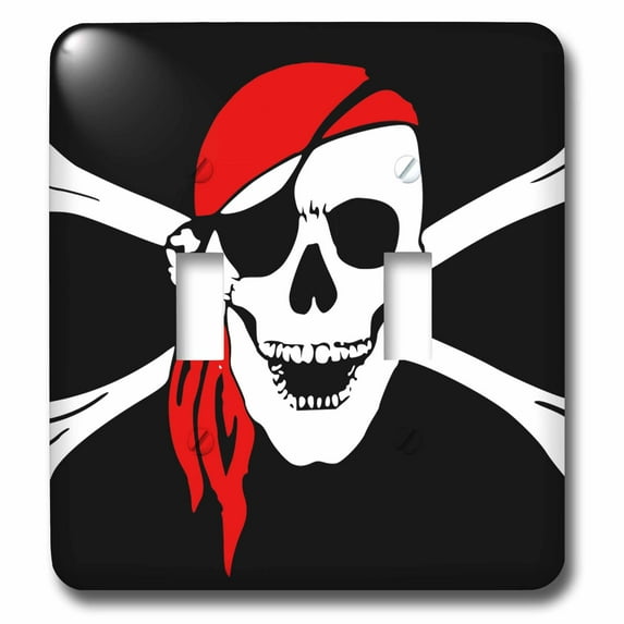 3dRose, Pirate Skull and Cross Bones - Art - Black Flag, double toggle switch