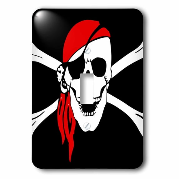 3dRose, Pirate Skull and Cross Bones - Art - Black Flag, single toggle switch