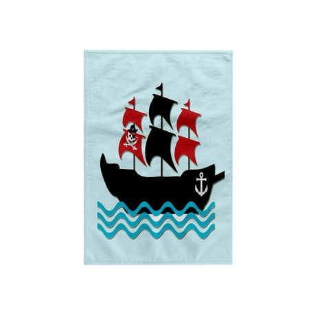 3dRose, Pirate boat. Kids décor. Blue., 15x22 Hand Towel