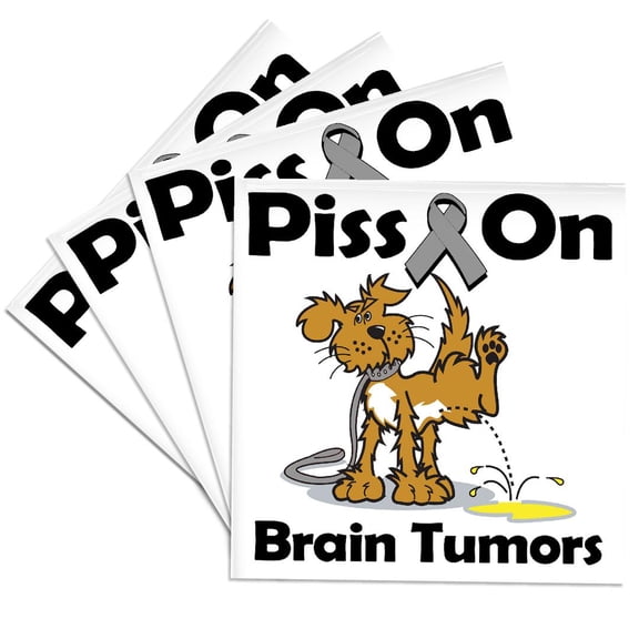 3dRose, Piss On Brain Tumors Awareness Ribbon Cause Design, Set of 4 Ceramic Tile Coasters