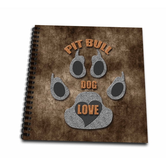 3dRose, Pit Bull Dog Love Dog Breed in Gray and Brown, Memory Book 12 x 12 inch