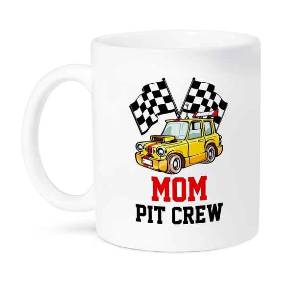 3dRose, Pit Crew Mom Funny Car Race Theme Birthday Party Host, 11oz Mug