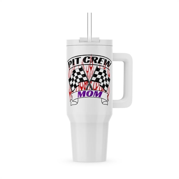 Pit Crew Mom Funny Car Race Theme Birthday Party Host, 30oz Tumbler
