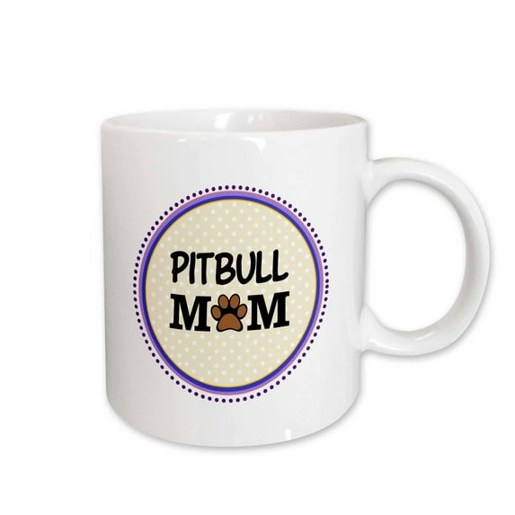 3drose, Pitbull Dog Mom - Doggie Mama by Breed - Paw Print Mum Love - Doggy Lover Proud Pet Owner Circle, 11oz Mug