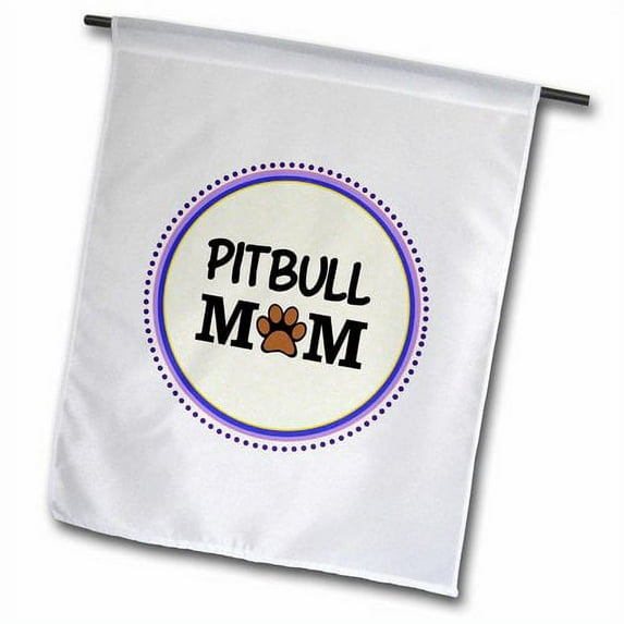 3dRose, Pitbull Dog Mom - Doggie mama by breed - paw print mum love - doggy lover proud pet owner circle, 12 x 18 inch Garden Flag