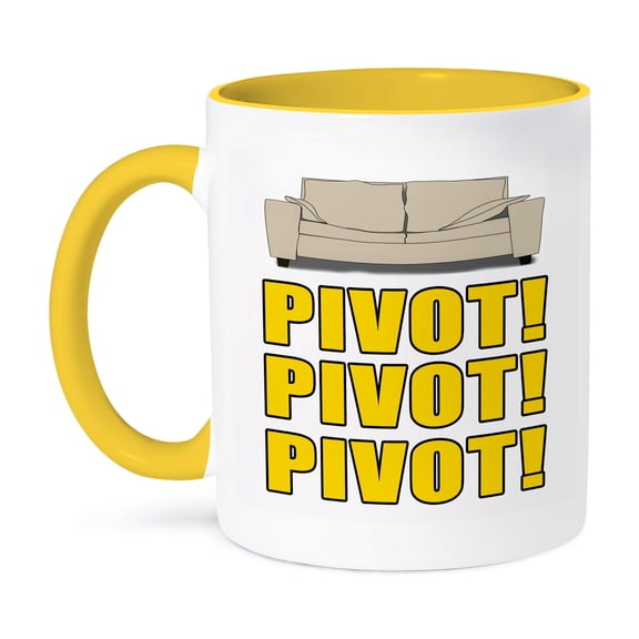 3dRose, Pivot Pivot Pivot Yellow, 11oz Two-Tone Yellow Mug