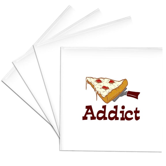 3dRose, Pizza Addict, Set of 4 Ceramic Tile Coasters