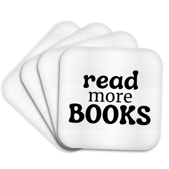 3drose, Plain Text of Read More Books, Set of 4 Coasters - Soft