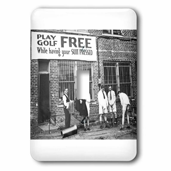 3dRose, Play Golf Free While Having Your Suit Pressed Grayscale, single toggle switch