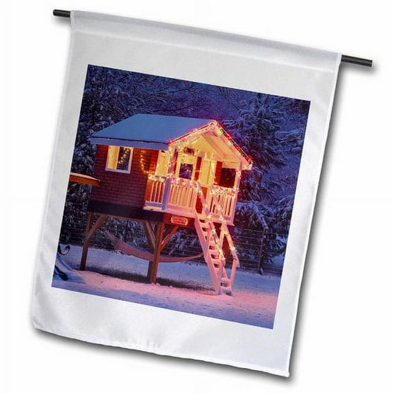 3dRose, Playhouse in Winter snow, Louisville, Kentucky - US18 AJE0451 - Adam Jones, 12 x 18 inch Garden Flag