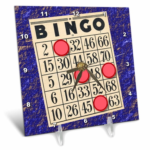 3dRose, Playing Bingo, 6x6 Desk Clock