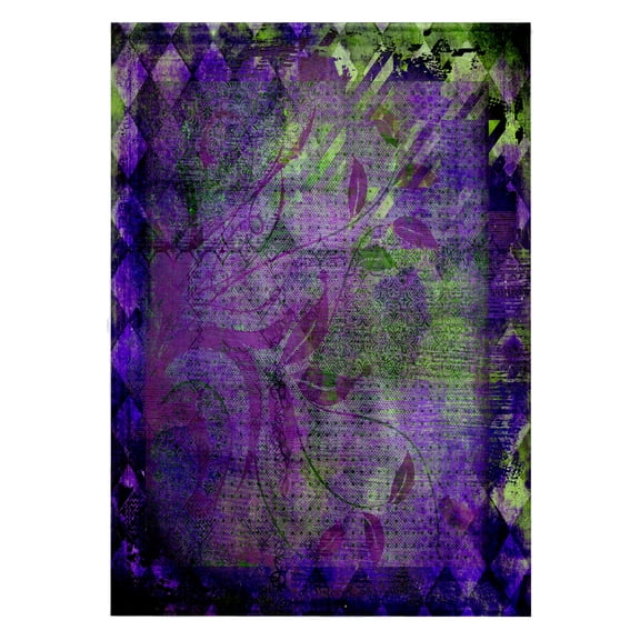 3dRose, Plum Purple and Lime Green Diamond Abstract Design with Leaves, 22x30 Bath Hand Pool Towel