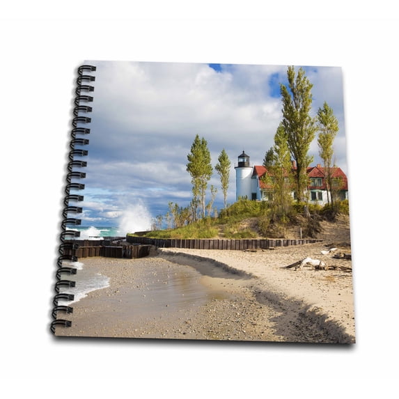3dRose, Point Betsie Lighthouse along Lake Michigan, Frankfort, Michigan, Memory Book 12 x 12 inch