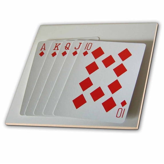 3dRose, Poker Hand, 4 Inch Glass Tile