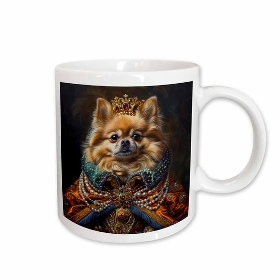 3drose, Pomeranian Royal Portrait Canine Majesty, 11oz Mug