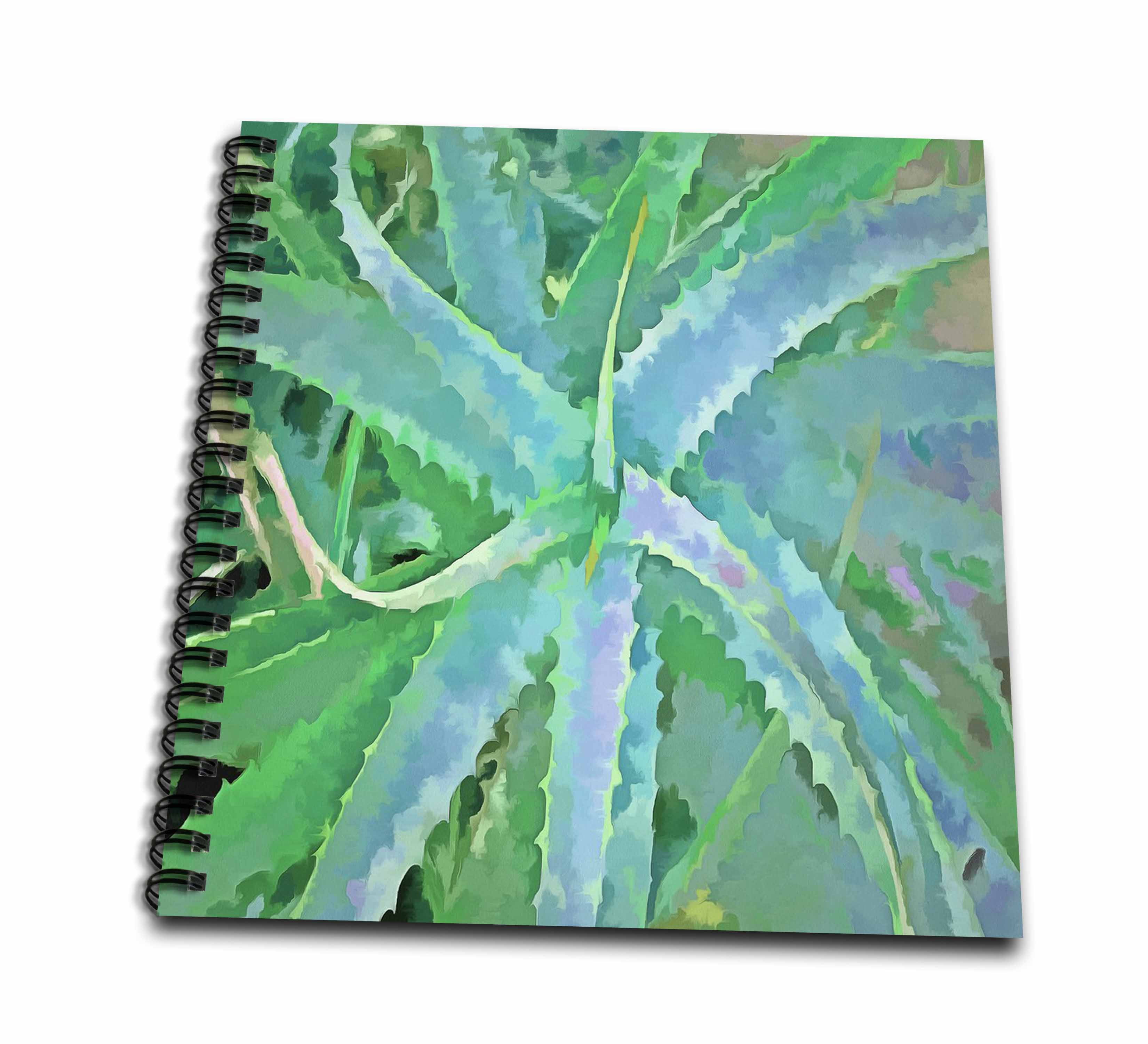 3dRose, Pop Art Grey Green Aloe, Mini Notepad 4 x 4 inch