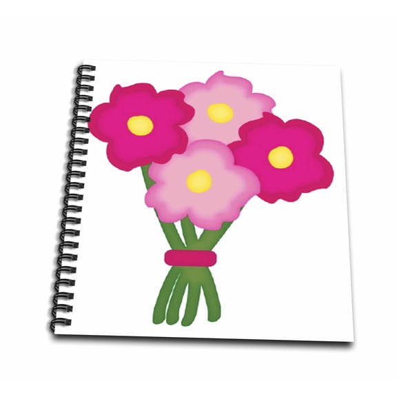 3dRose, Pop Pink n Fuchsia Flowers, Drawing Book 8 x 8 inch