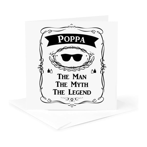 3dRose, Poppa The Man The Myth The Legend - nickname for dad father or grandpa, 1 Greeting Card with envelope