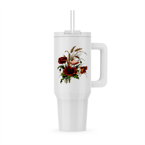 Poppies And Wheat Botanical Art Vector, 30oz Tumbler