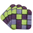 thumbnail image 1 of 3drose, Popular Green N Purple Glass Tiles on Grid, Set of 4 Coasters - Soft, 1 of 7