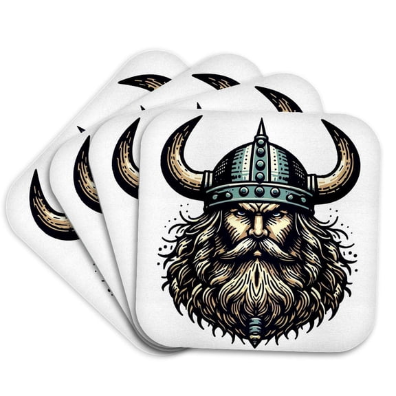 3drose, Portrait Image of a Viking Warrior, Set of 4 Coasters - Soft
