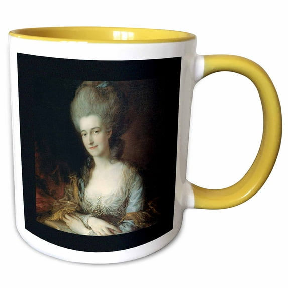 3drose, Portrait of Dorothea, Lady Eden, by Thomas Gainsborough, 15oz Two-tone Yellow Mug