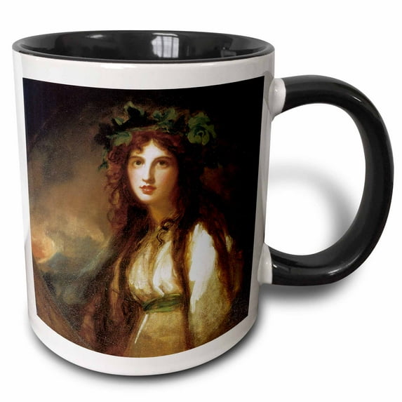 3drose, Portrait of Emma, Lady Hamilton by Goerge Romney, 15oz Two-tone Black Mug
