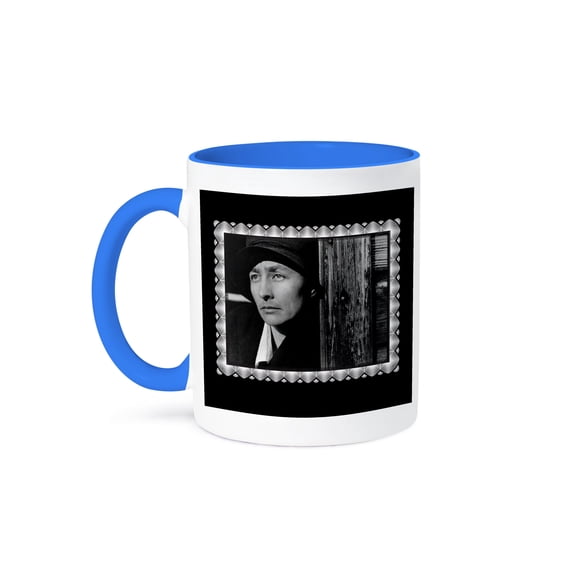 3dRose, Portrait of Georgia OKeeffe, 1922 by Alfred Stieflitz, 11oz Two-Tone Blue Mug