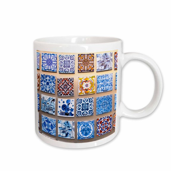 3drose, Portugal, Lisbon, Alfama District, Many Versions of Colorful Tile Work, 15oz Mug