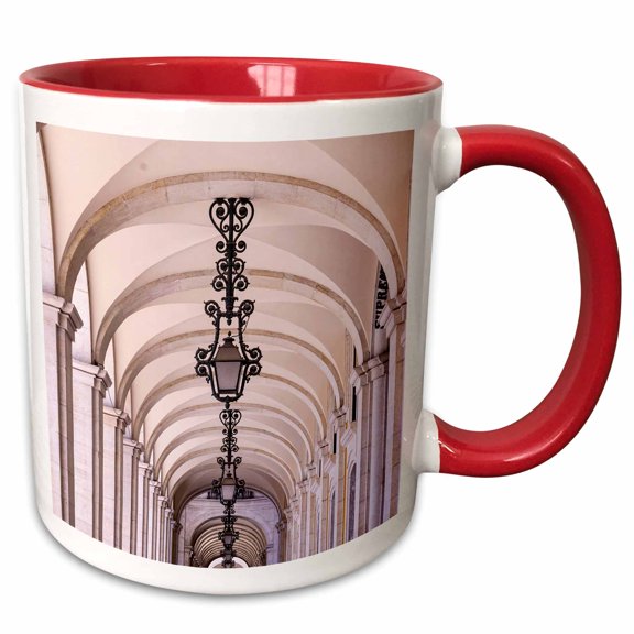 3drose, Portugal, Lisbon. an Outdoor Arched Passageway at the Supreme Court., 11oz Two-tone Red Mug