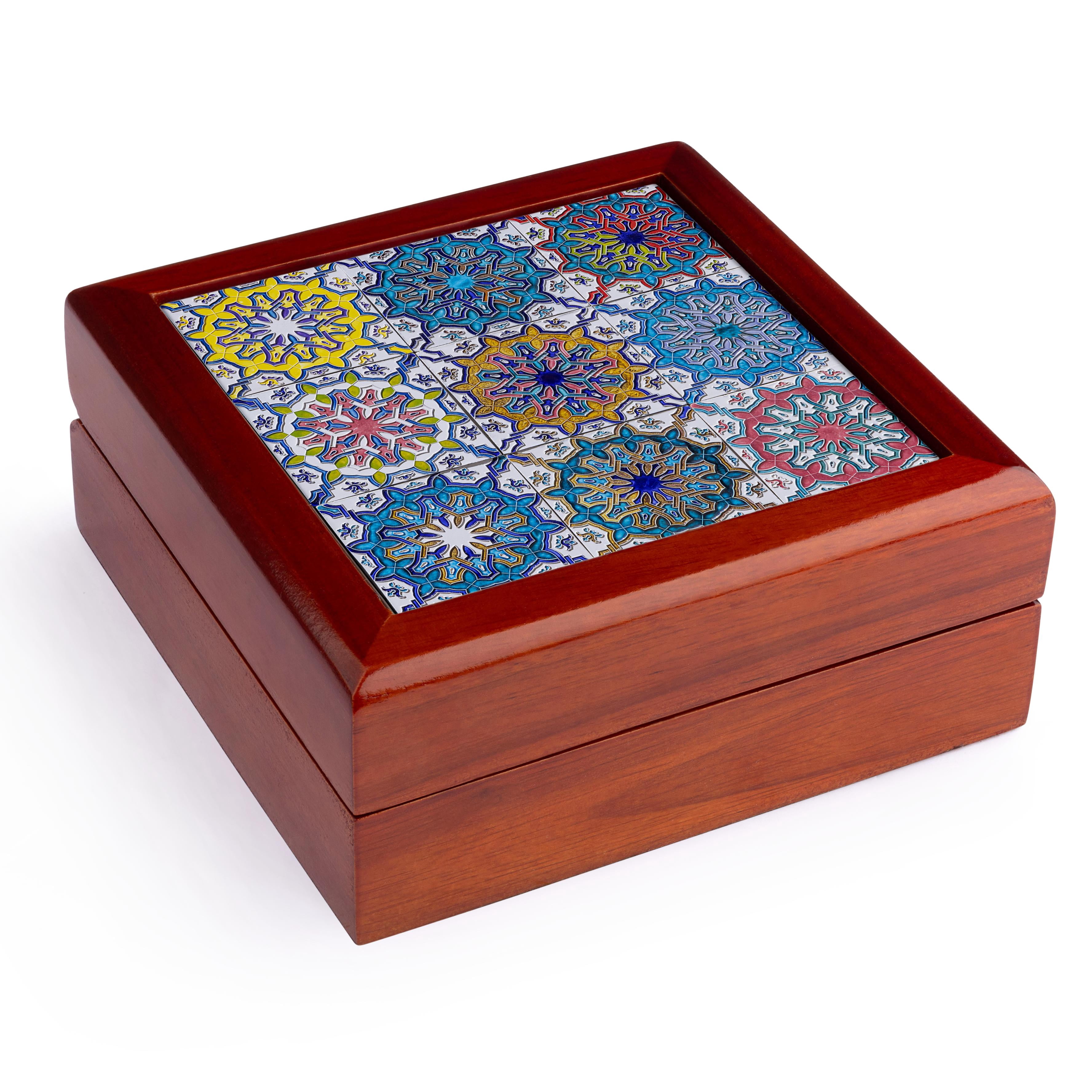 3dRose, Portugal, Lisbon. Decorative tiles known as azulejo on a building., Jewelry Box 5.5x5.5 inch with 4 inch tile