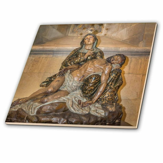 3dRose, Portugal, Lisbon, Pieta in interior of Lisbon Cathedral, 6 Inch Glass Tile