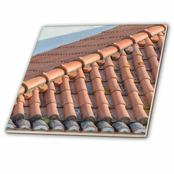3dRose, Portugal, Lisbon, red tile roof, 4 Inch Ceramic Tile