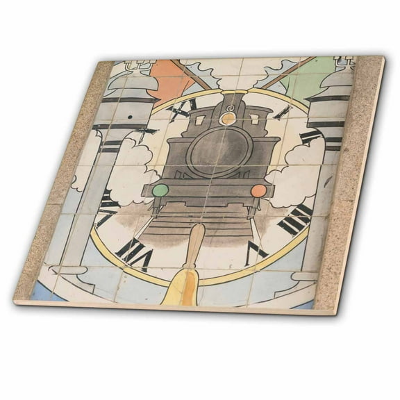 3dRose, Portugal, Oporto, azulejo murals in train station, 6 Inch Glass Tile
