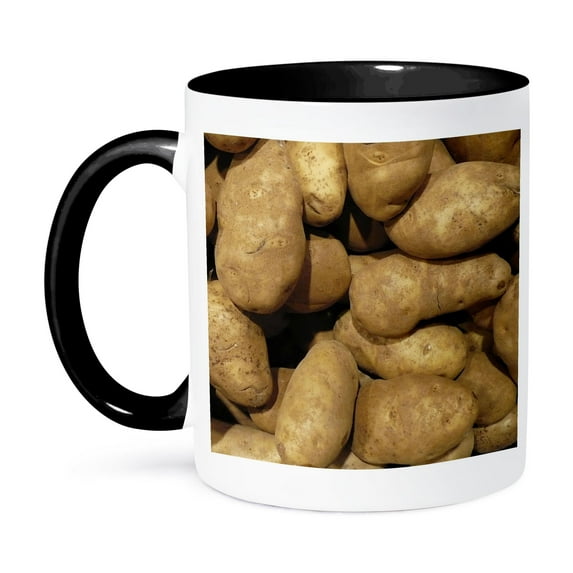 3dRose, Potato Pile, 15oz Two-Tone Black Mug