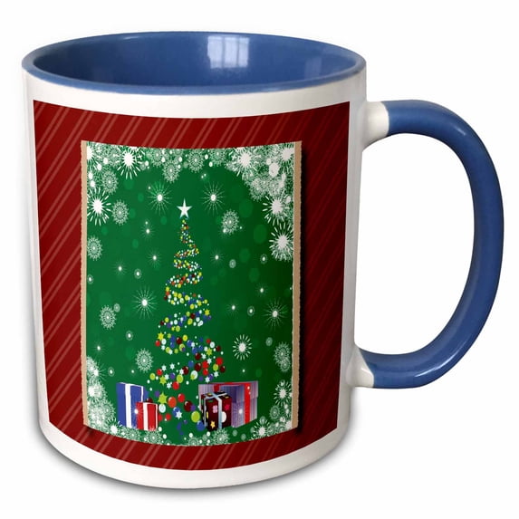 3drose, Presents Under the Tree, 15oz Two-tone Blue Mug