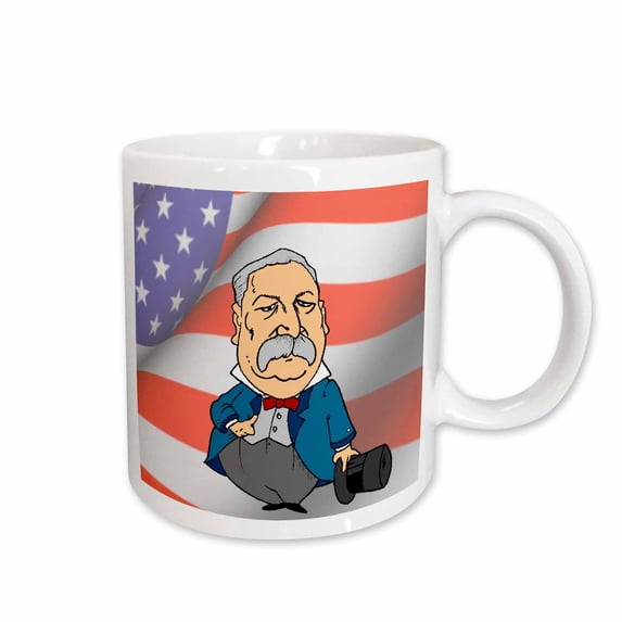 3drose, President Grover Cleveland with American Flag, 11oz Mug