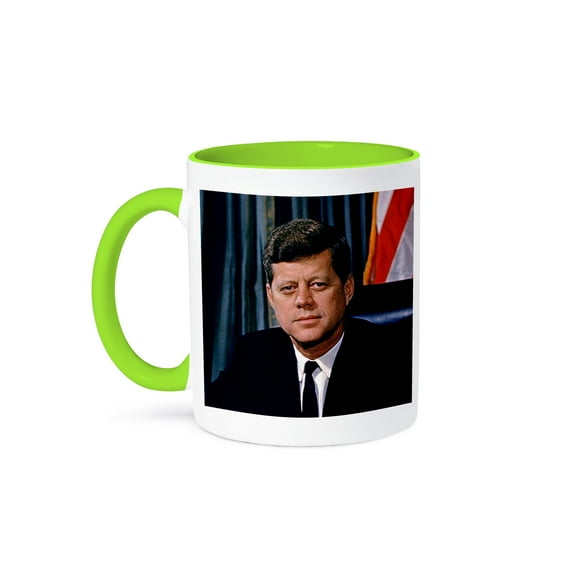 3dRose, President John F. Kennedy (1961), 11oz Two-Tone Green Mug