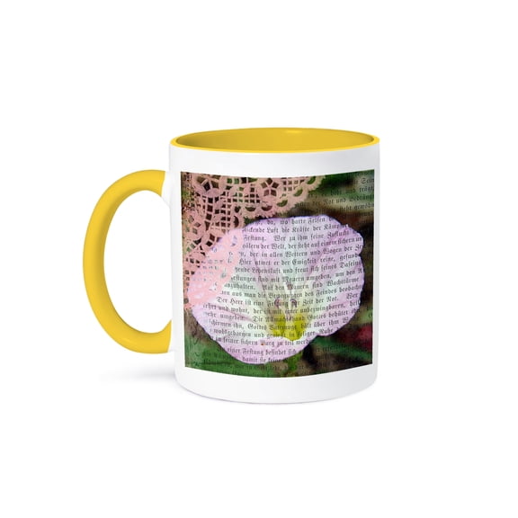3dRose, Pretty Bind Weed Mixed Media by Angelandspot, 15oz Two-Tone Yellow Mug