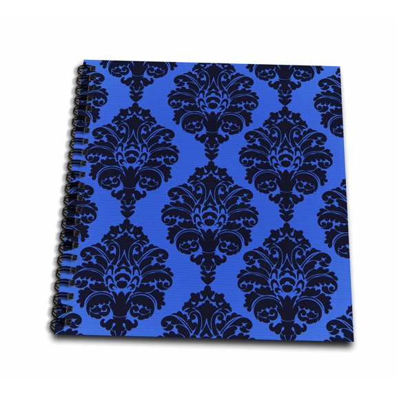 3dRose, Pretty Blue Large Damask Pattern, Memory Book 12 x 12 inch