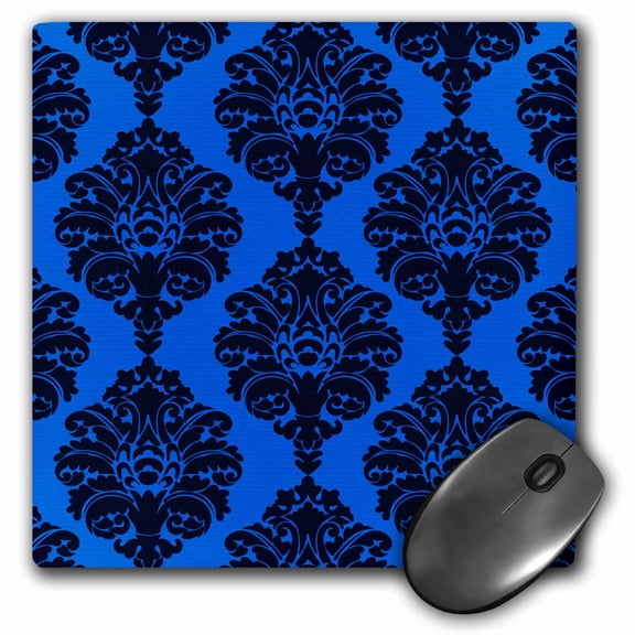 3dRose, Pretty Blue Large Damask Pattern, MousePad