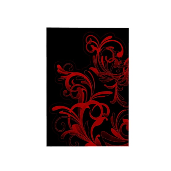 3dRose, Pretty Bright Red Double Flourishes Against A Black Background, 15x22 Hand Towel